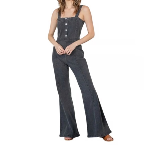 Denim by Jealous Tomato Black Y2K Flare Leg Jumpsuit - Picture 3 of 14